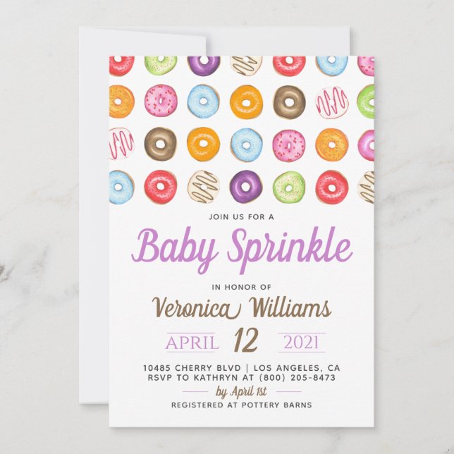 Invitation Baby shower pour bébés Donut Sprinkl (Devant)
