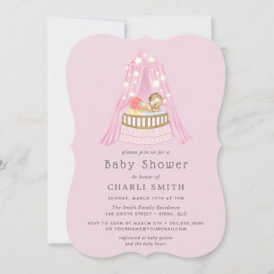 Invitation Baby shower pour bébés filles de lit ro