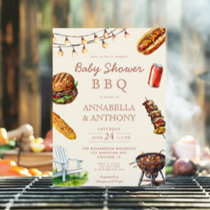 Invitation Baby shower pour couples barbecue barbecue été