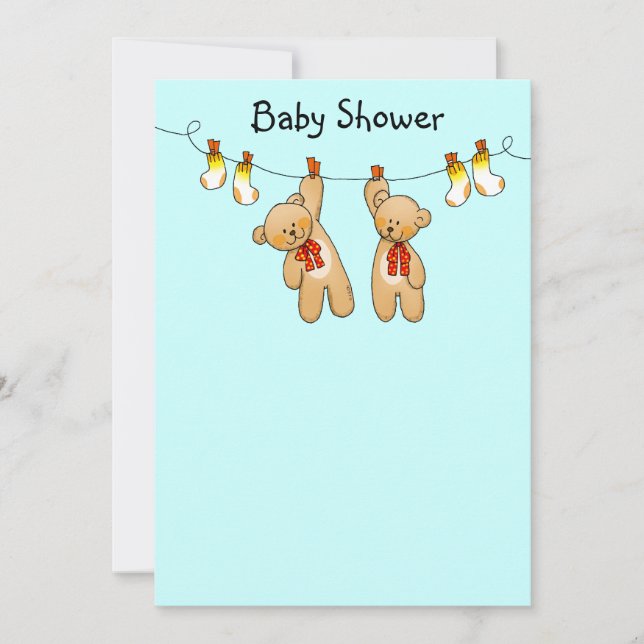 Invitation Baby shower pour des jumeaux (garçon) (Devant)