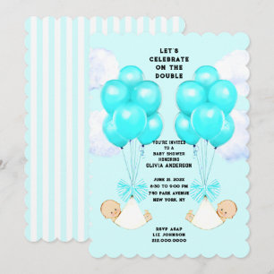 Invitation Baby Shower pour des jumeaux garçons