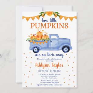 Invitation Baby Shower pour des jumeaux garçons Little Pumpki
