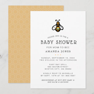 Invitation Baby-Shower pour Future Maman Abeille Moderne