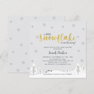 Invitation Baby shower pour garçon Silver & Gold Winter Wonde