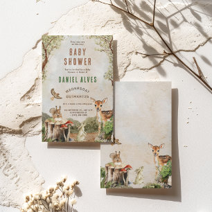 Invitation Baby shower pour garçons de forêt moderne Woodland