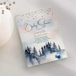 Invitation Baby shower pour garçons de paysage hivernal neige