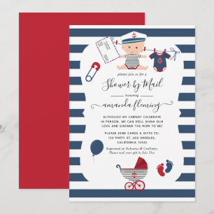 Invitation Baby shower pour garçons nautiques par courrier