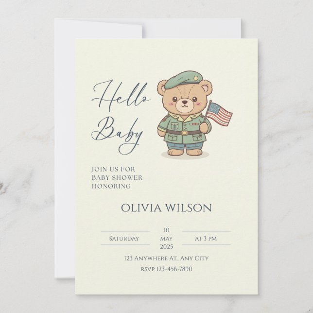 Invitation baby shower pour les familles militaire (Devant)