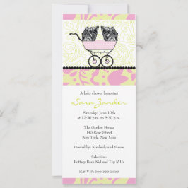 Invitation Baby shower pour les jeunes filles jume