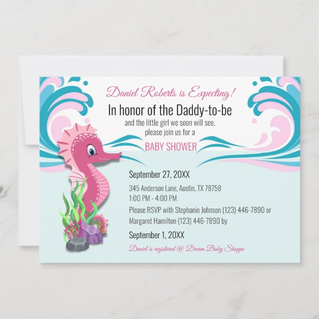 Invitation baby shower pour papa-à-être attentive  (Devant)