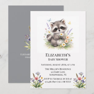 Invitation Baby shower pour un bébé Raton laveur de la forêt 