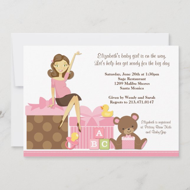 Invitation Baby shower pour une fille (Devant)