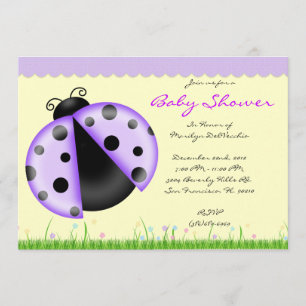 Invitation Baby shower pourpre doux MIGNON de Madame Bug