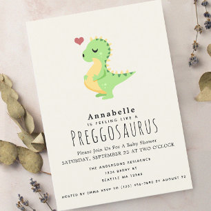 Invitation Baby shower Preggosaurus Cute Dinosaur