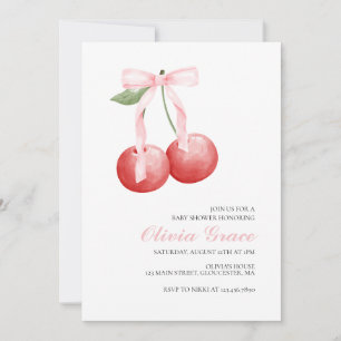 Invitation Baby shower prépa gingham cerise et rose