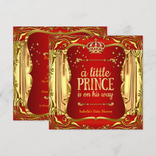 Invitation Baby Shower Prince Bébé Rouge Or Garçon
