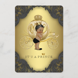 Invitation Baby shower Prince Ethnic Black Gold