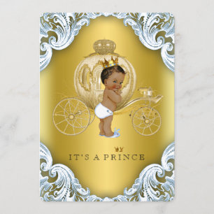 Invitation Baby shower Prince ethnique du transport bleu et o
