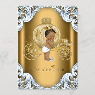 Invitation Baby shower Prince ethnique du transport bleu et o