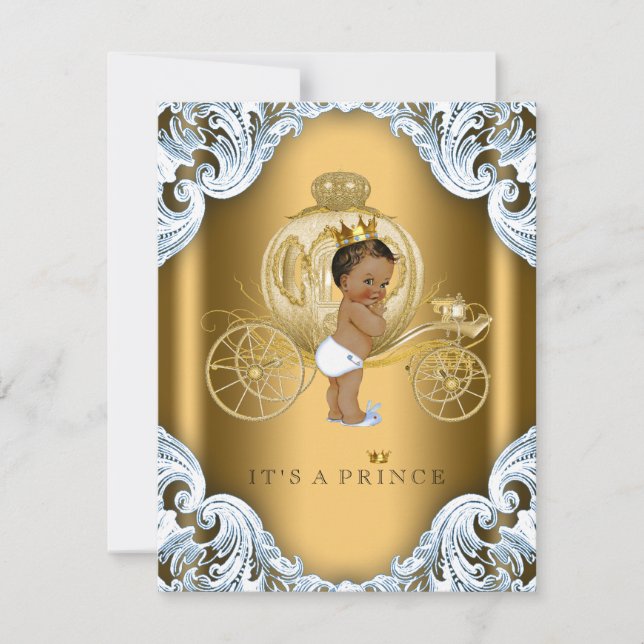 Invitation Baby shower Prince ethnique du transport bleu et o (Devant)