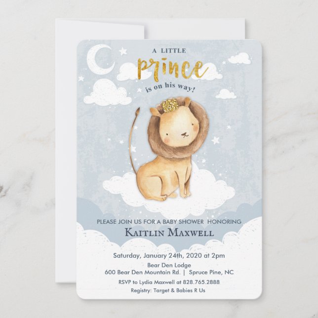 Invitation Baby shower Prince Lion (Devant)