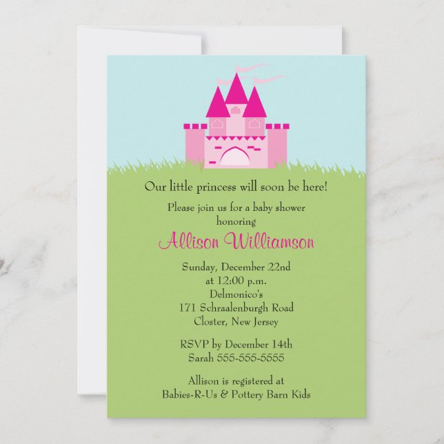 Invitation Baby shower Princess Castle (Devant)