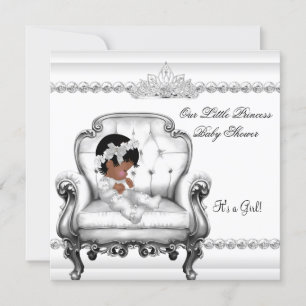 Invitation Baby Shower Princesse Afro-Américaine Fille Chaise