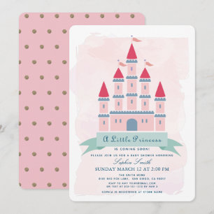 Invitation Baby shower princesse du château rose