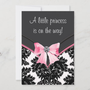 Invitation Baby shower princesse noire Damask rose