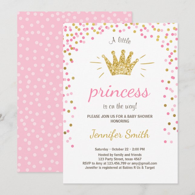 Invitation Baby shower Princesse Parties scintilla (Devant / Derrière)