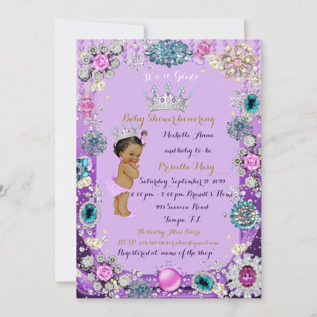 Invitation Baby shower princesse, petite princesse (Devant)