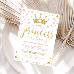 Invitation Baby shower princesse rose et or