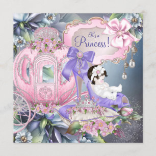Invitation Baby Shower Princesse Rose et Violet