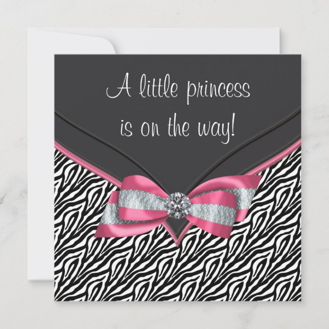 Invitation Baby shower princesse rose Zebra (Devant)