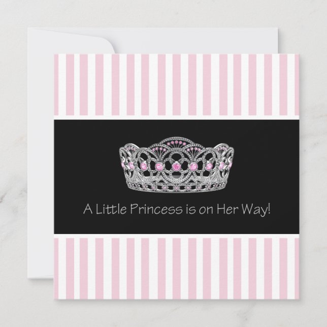 Invitation Baby shower princesse Tiara noir rose (Devant)