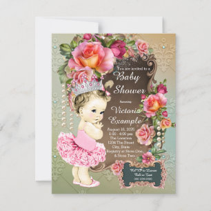 Invitation Baby shower princesse Tutu de Rose