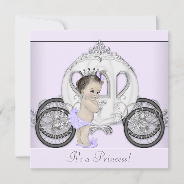 Invitation Baby shower princesse violet lavande (Devant)