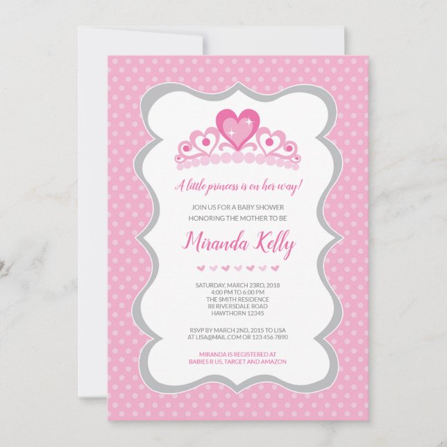 Invitation Baby shower princière, Baby shower fill (Devant)