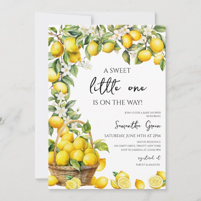 Invitation Baby shower principal au citron de Squeeze (Devant)