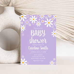Invitation Baby shower Purple Daisy
