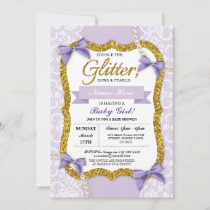 Invitation Baby shower Purple Gold Dentelle Parties scintilla