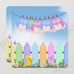 Invitation Baby shower quadruplet