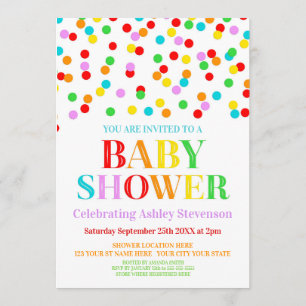 Invitation Baby shower Rainbow Confetti