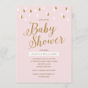 Invitation Baby shower Raindrops de la Parties scintillant ro