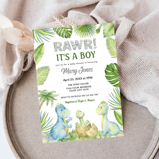 Invitation Baby shower Rawr Dinosaur (Créateur téléchargé)