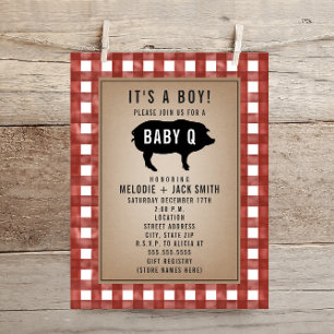 Invitation Baby shower Red En vichy Baby Q