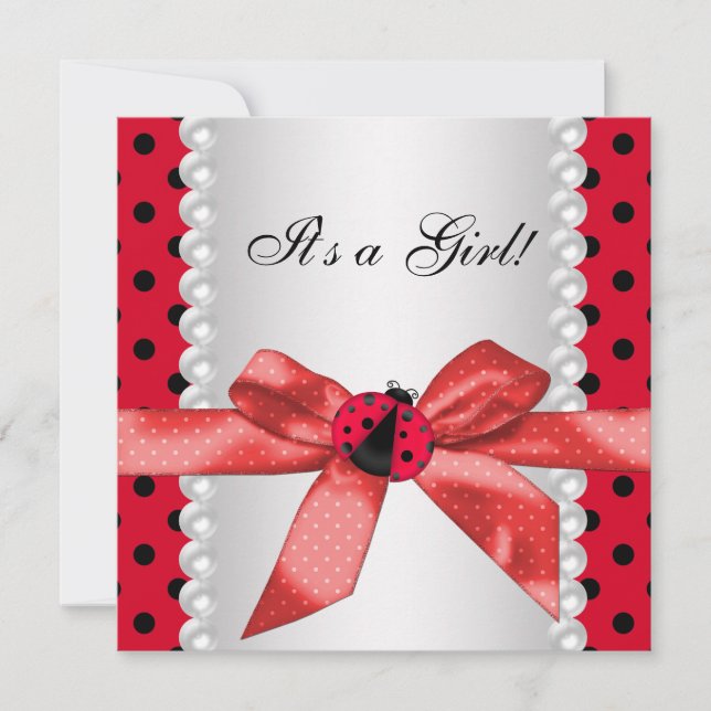 Invitation Baby shower Red Ladybug (Devant)