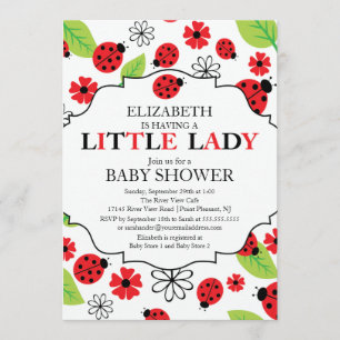 Invitation Baby shower Red Ladybug de la petite dame moderne