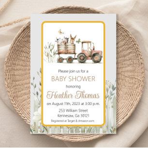 Invitation Baby shower Red Tractor