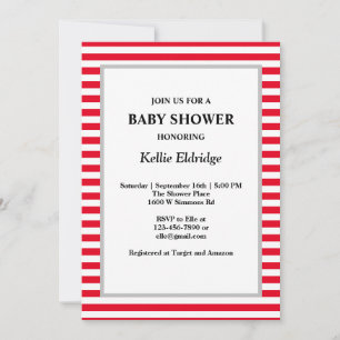 Invitation Baby shower Red/White Stripes